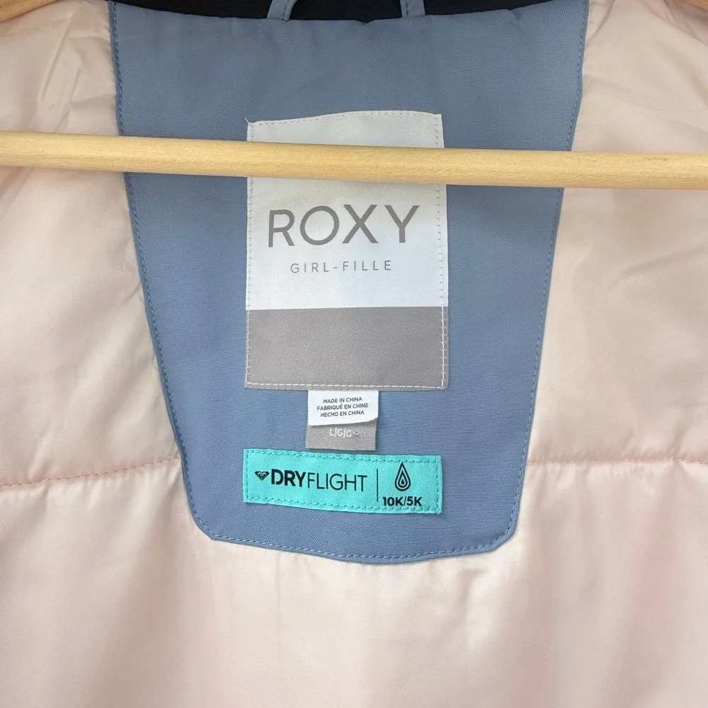 NEW Roxy Girls Large Snow Jacket Blue Wild Wind DryFlight Ski Snowboard Gorpcore